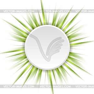 Green beams and white circle abstract background - vector clip art
