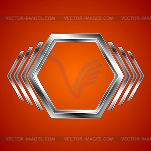 Abstract metal hexagon and arrows shape - vector clipart