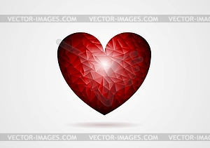 Polygonal red heart shape - vector clipart