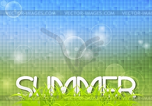 Tech summer design with grass - vector image