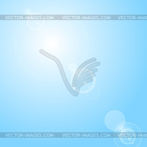 Shiny lens flare on blue sky - vector clipart