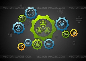 Abstract background with gears and icons. Technolog - vector clip art