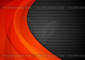 Dark striped background with orange waves - vector clipart