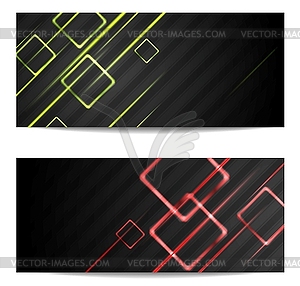 Banners with shiny stripes and squares - stock vector clipart