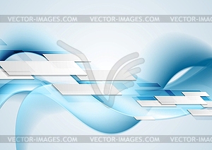 Blue shiny hi-tech motion waves background - vector image