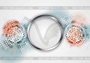 Grunge hi-tech background with metal circle - vector clipart