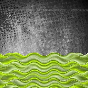 Green grunge wavy background - vector image