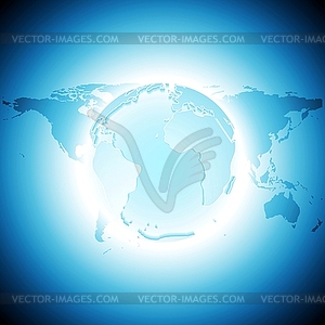 Tech background with map and globe - royalty-free vector image