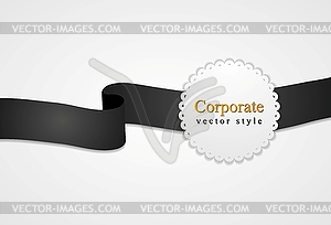 Black and white ribbon and circle label - vector clip art