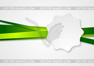 Green stripes and white label sticker - vector clip art