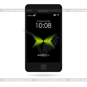 Schwarz Smartphone Mit Hellen Hintergrundbild Vektorgrafik Design