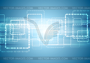 Ярко-синий технический фон с блестящими квадратов - векторный клипарт / векторное изображение