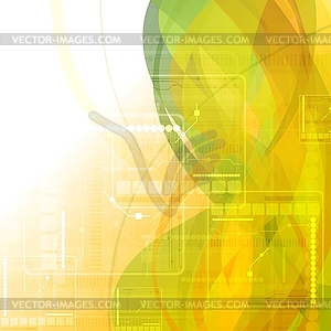 Abstract green orange tech wavy background - vector EPS clipart