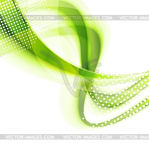 Abstract green smooth wavy bright background - vector clipart