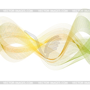 Orange green smooth lines. Wavy background - vector clipart