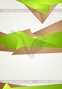 Abstract green brown shapes modern flyer design - vector image