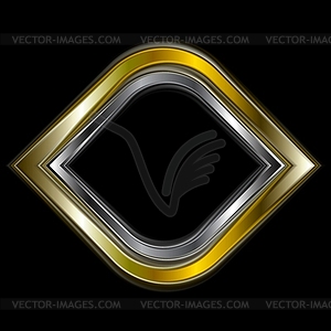 Bright gold and silver metal logo shape - vector image