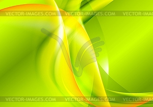 Bright green yellow waves design - vector image