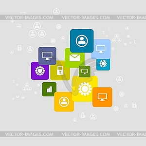 Bright social communication icons background - vector image