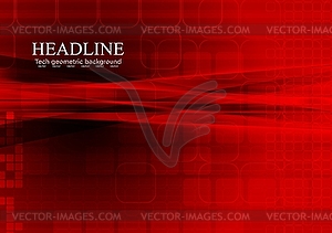 Bright red tech abstract background - vector image