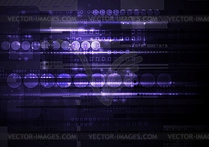 Dark shiny purple tech background - vector clipart