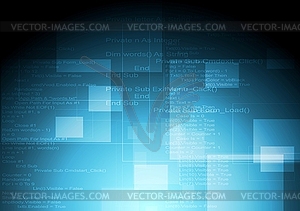 Abstract blue tech background with code - vector clipart