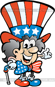 Hand-drawn an Old Happy Uncle Sam - vector clipart