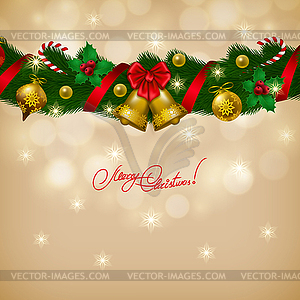 New Year`s background - garland of fir branches, - vector image