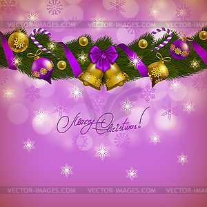 New Year`s background - garland of fir branches, - vector clipart