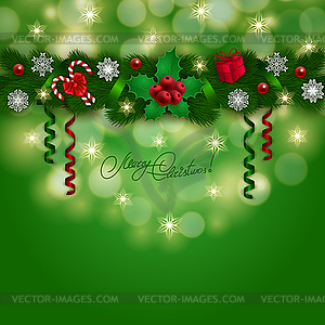 New Year`s background - garland of fir branches, - royalty-free vector image