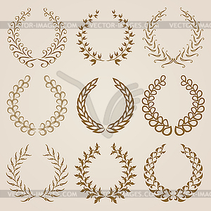 Set of gold laurel wreaths - vector image