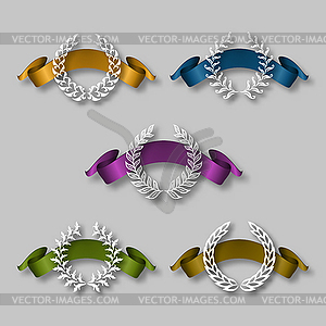 Set of golden laurel wreaths - vector image
