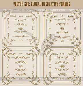 Set of gold decorative borders, frame - color vector clipart