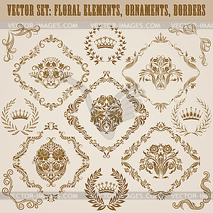 Set of damask ornaments - vector clipart