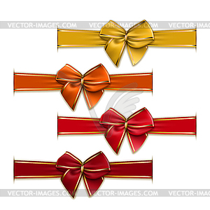 Set of elegant silk colored bows - vector image