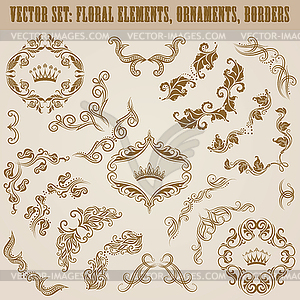 Set of damask ornaments - vector clip art