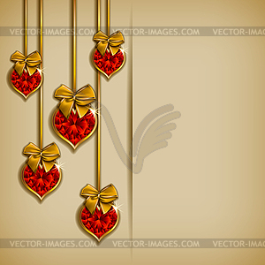 Hearts of ribbon. Valentine`s day background - vector image