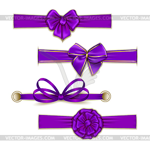 Set of elegant silk colored bows - vector clipart