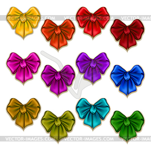 Set of elegant silk colored bows - vector clipart