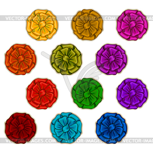 Set of elegant silk colored bows - vector clip art