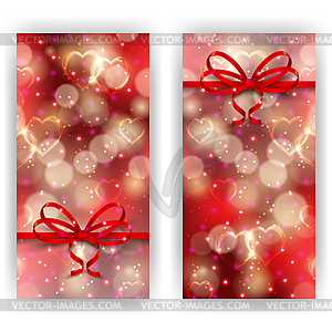 Festive background with hearts, bokeh - royalty-free vector clipart