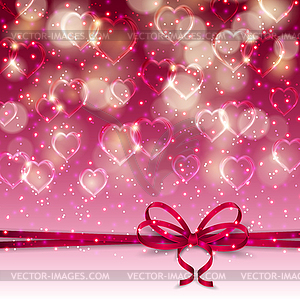 Festive background with hearts, bokeh - vector clipart