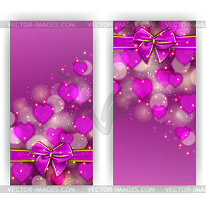 Festive background with hearts, bokeh - royalty-free vector image