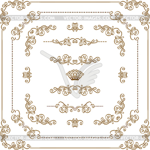 Set of gold decorative borders, frame - vector image