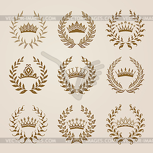Set of gold laurel wreaths - vector image