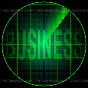 Radar screen with word Business - vector clipart