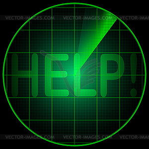 Radar screen with word Help - vector image