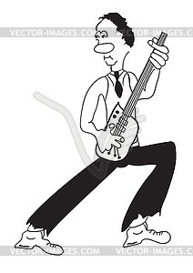 Musician with bass guitar - vector image