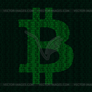 Silhouette of bitcoin symbol of binary digits - vector clip art