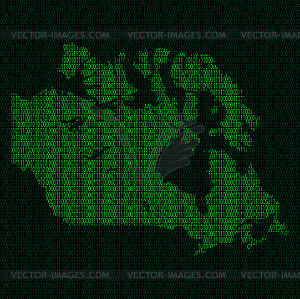 Silhouette of Canada of binary digits - royalty-free vector image